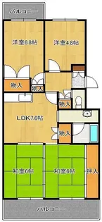 エメラルドマンション南小倉C棟【3階】の間取り