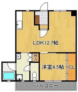富田ハイツ【2階】の間取り