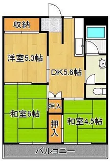 富田ハイツ【6階】の間取り