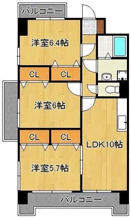 リバージュ中井【6階】の間取り