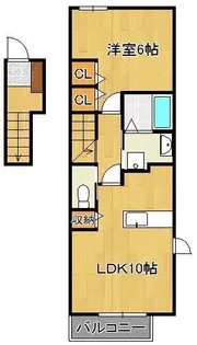 ウエスト ヒルズⅢ【2階】の間取り