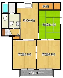 ロードサイド到津B棟【1階】の間取り