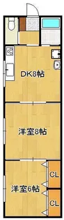 サンハイツ通谷【1階】の間取り