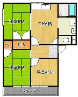 コーポロイヤル飛鳥【2階】の間取り