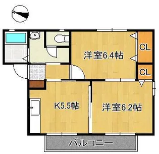 フォレストⅠ・Ⅱ【2階】の間取り