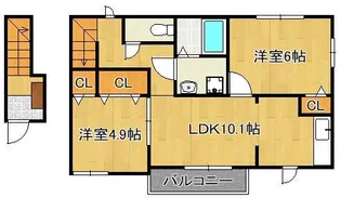 ニュークレストール・ノブA【2階】の間取り