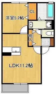 ボヌールアンドゥロワD【1階】の間取り