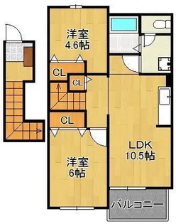 エスポワール吉田Ⅲ【2階】の間取り