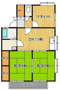 コーポなかの【2階】の間取り