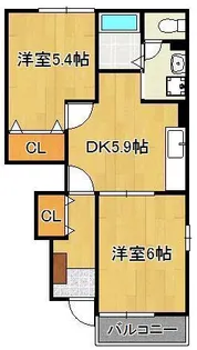 サンハイム柿ノ木A棟【1階】の間取り