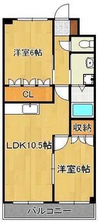 2LDKの間取り画像