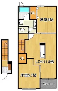 ニュー レジデンス B【2階】の間取り