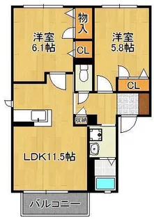シャーメゾンハックベリーA棟【2階】の間取り