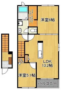 アリエスカーサ【2階】の間取り