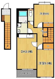 メゾンシャンデレザン【2階】の間取り