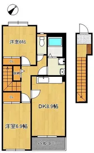 メゾンシャンデレザン【2階】の間取り