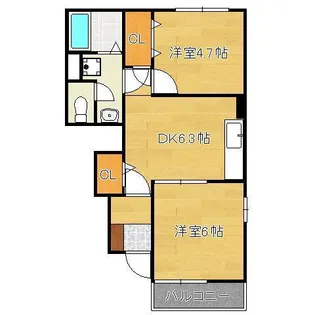 2DKの間取り画像