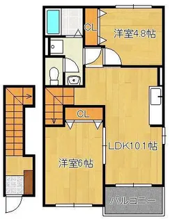 スリーワンスリーヒルズE【2階】の間取り