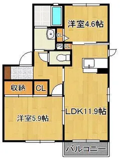 三洋タウン岡垣D【1階】の間取り