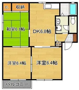 バリュージュ B棟【201号室】の間取り