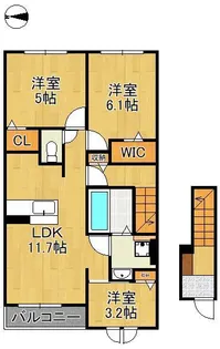 イル ヴェント ヴェルデⅠ【2階】の間取り