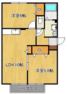 2LDKの間取り画像