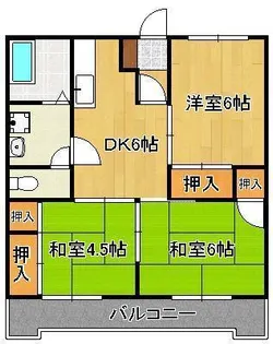 サンハイツ引野口【3階】の間取り