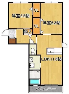 コモドヴィラ引野【1階】の間取り
