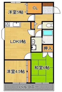 ブルーム三ヶ森【1階】の間取り