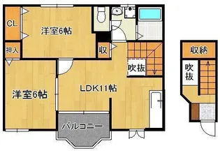 ハイラーク中の原A【2階】の間取り
