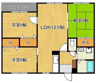 フルール三ヶ森A【3階】の間取り