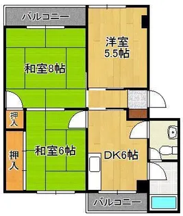 幸神分譲団地1棟406【4階】の間取り