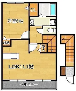 ユニゾン大平B棟【2階】の間取り