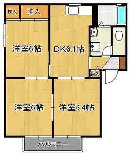 アーバンコーポ遠賀野 A棟【2階】の間取り