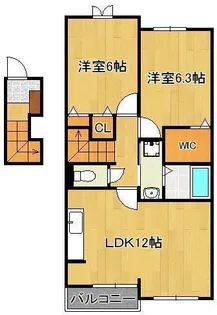 リバーサイドみどりやまA【2階】の間取り