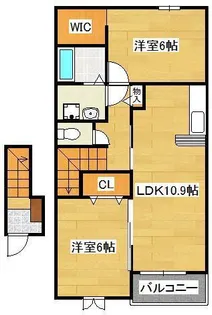 プロムナード上上津役B【2階】の間取り