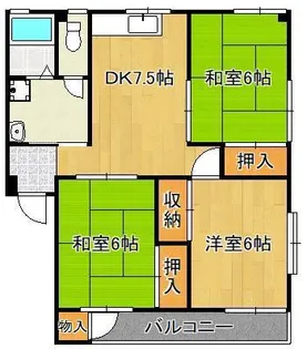 サンライズ永犬丸【3階】の間取り