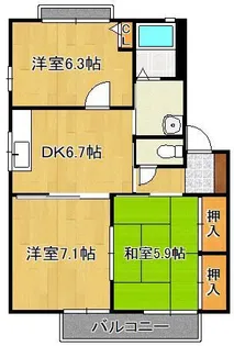 サンハイツ永犬丸C【2階】の間取り