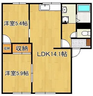 アーバン十字路B棟【1階】の間取り