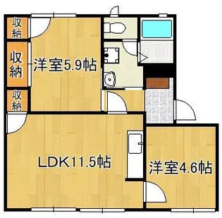 カレッジヒルズB棟【1階】の間取り