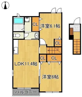 エステート桜Ⅱ【2階】の間取り