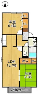 ヴィラコンフォートⅡB棟【2階】の間取り