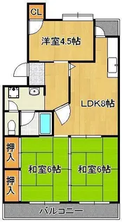 ハイランドマンション千代ヶ崎【1階】の間取り