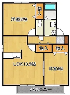 ル・クレールやつえ【1階】の間取り