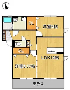 プレミールASO Ⅰ B棟【1階】の間取り