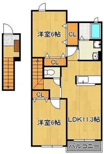 プリムローズA【2階】の間取り