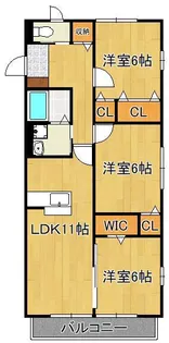 ひびきのハイムA棟【2階】の間取り