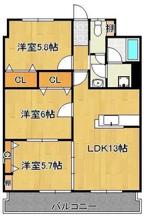 リバーサイド本城【5階】の間取り