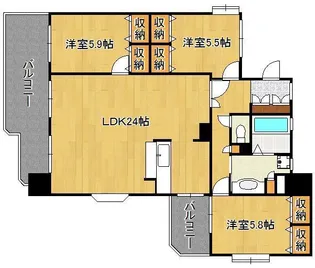 グランドパレス・グラリッシュ浅川1305号室【13階】の間取り
