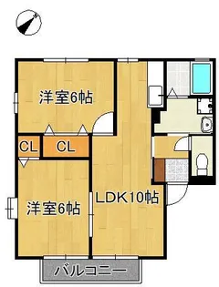 ヴィラージュF棟【2階】の間取り